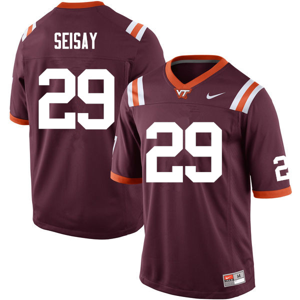 Men #29 Ishmiel Seisay Virginia Tech Hokies College Football Jerseys Sale-Maroon